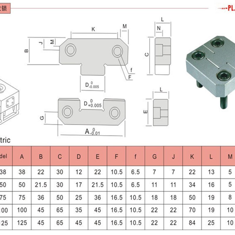供应模具配件辅助器边锁PL38PL50PL75PL100PL125精定位块