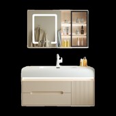 丽耐肤感一体盆智能浴室柜实木洗漱台洗手盆柜洗脸盆