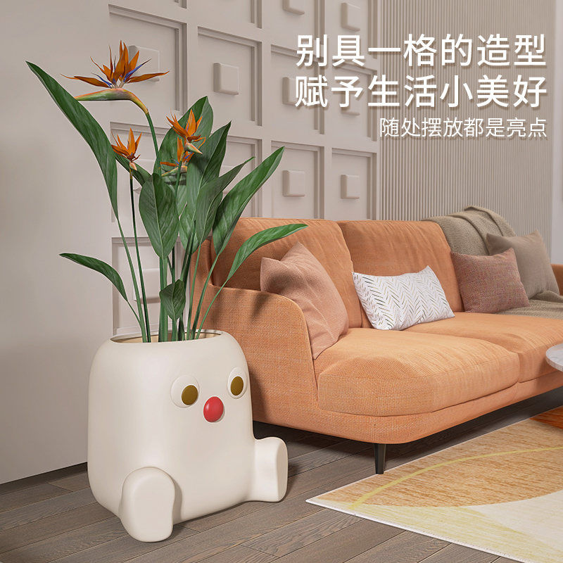 落地大型沙发边的养绿植家居装饰现代陶瓷创意地面大花瓶