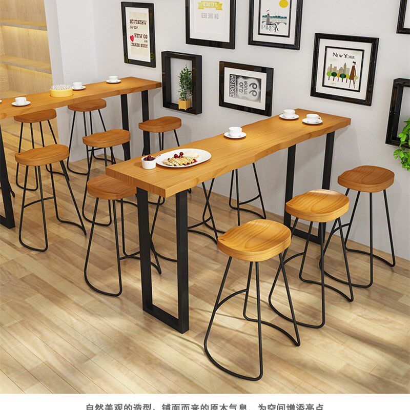 实木阳台吧台桌靠墙长条家用高脚桌商用靠窗酒吧桌奶茶店桌椅