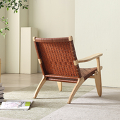 实木阳台看书椅休闲椅阅读单沙发客厅椅马鞍皮椅懒靠背椅