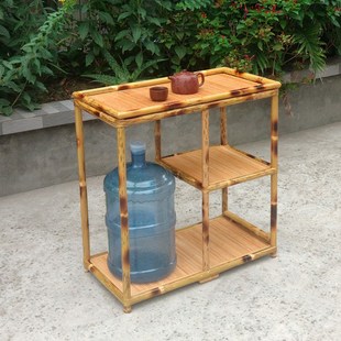 竹子备餐车客厅餐边柜茶水架水桶架D子茶棚竹制多层收纳置物架茶