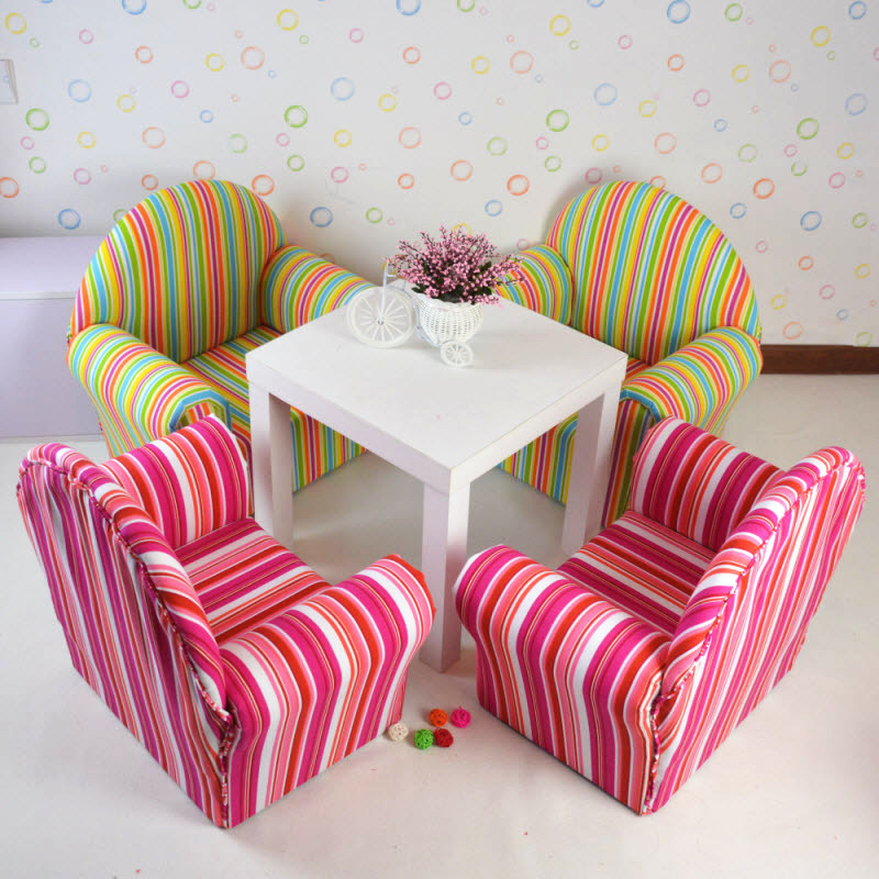儿童幼儿园沙发椅单人区角娃娃家小沙发条纹卡通宝阅读区沙发