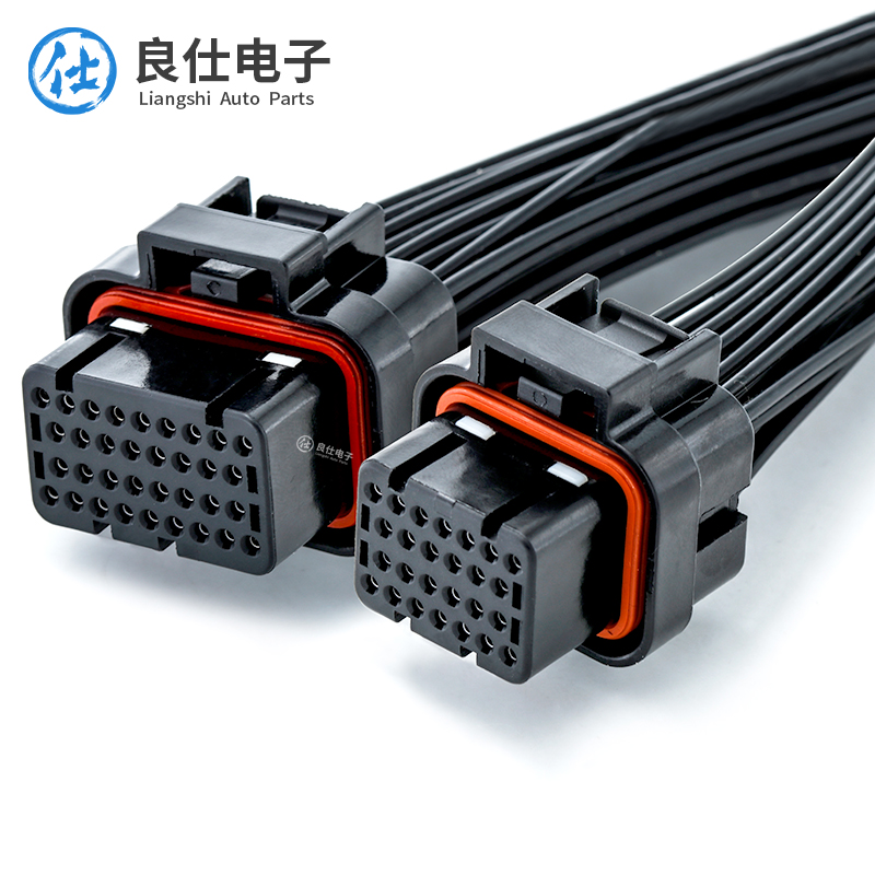 汽车连接器接插件amp防水母头26孔弯针3卡槽3-1437290-7线束插头