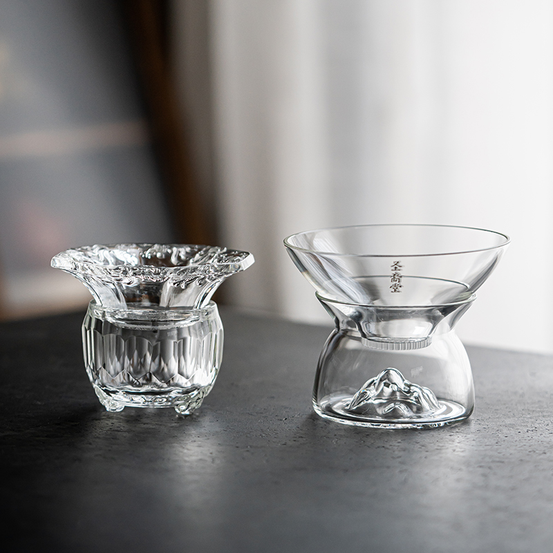 草木祠 玻璃茶滤茶漏茶叶茶隔泡茶过滤网一体过滤功夫茶具