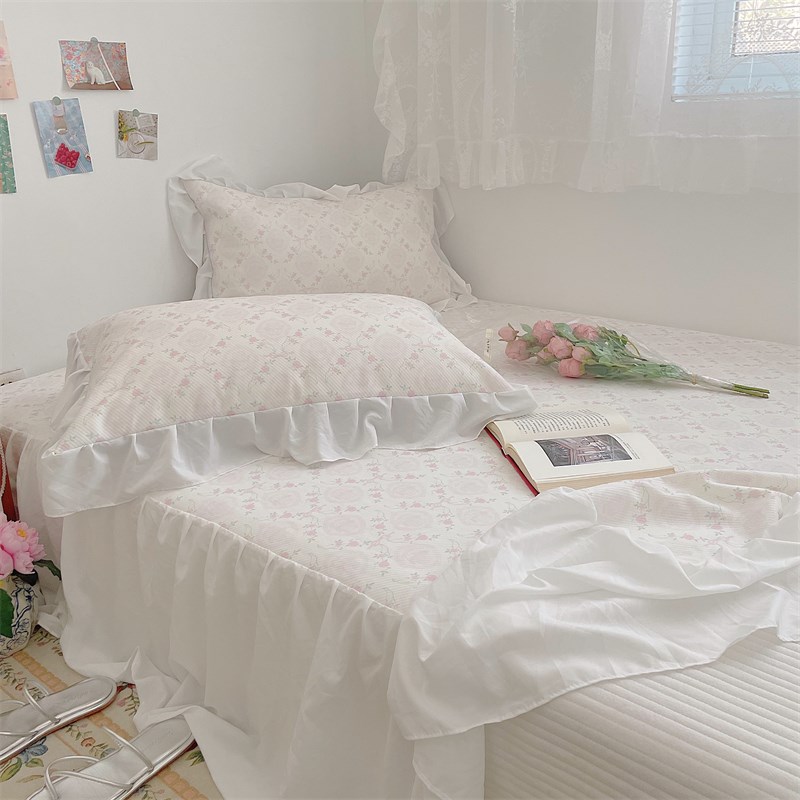 特别甜心玫瑰小碎花床裙冰丝凉席三件乳胶席空调软席可机洗
