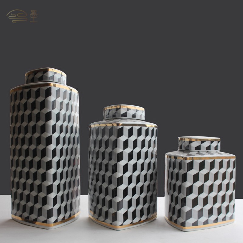 现代欧式陶瓷罐花瓶 客厅家居玄关装饰电视柜插花陶瓷罐创意
