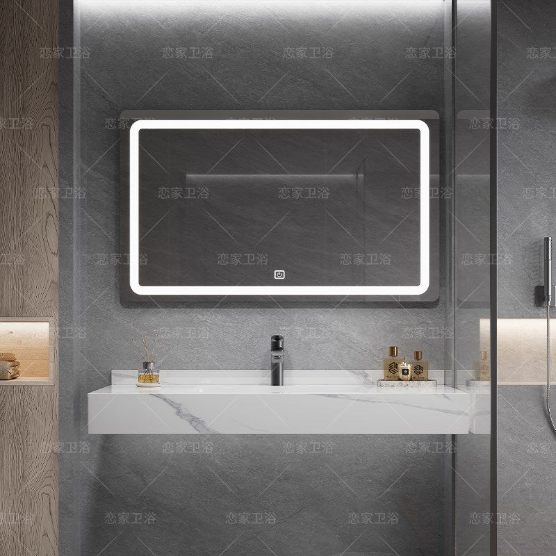 酒店岩板无缝一体盆浴室柜定制洗漱台洗手池洗脸盆柜,家装主材,浴室柜组合,淘宝优惠券,粉丝福利购,淘宝优惠卷