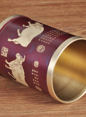 铜五牛笔筒摆件招财书房笔筒办公室笔筒创意桌面笔筒商务礼品