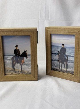 创意相框实木摆台寸寸汉服写真照片屏风复古拼图二三联折叠