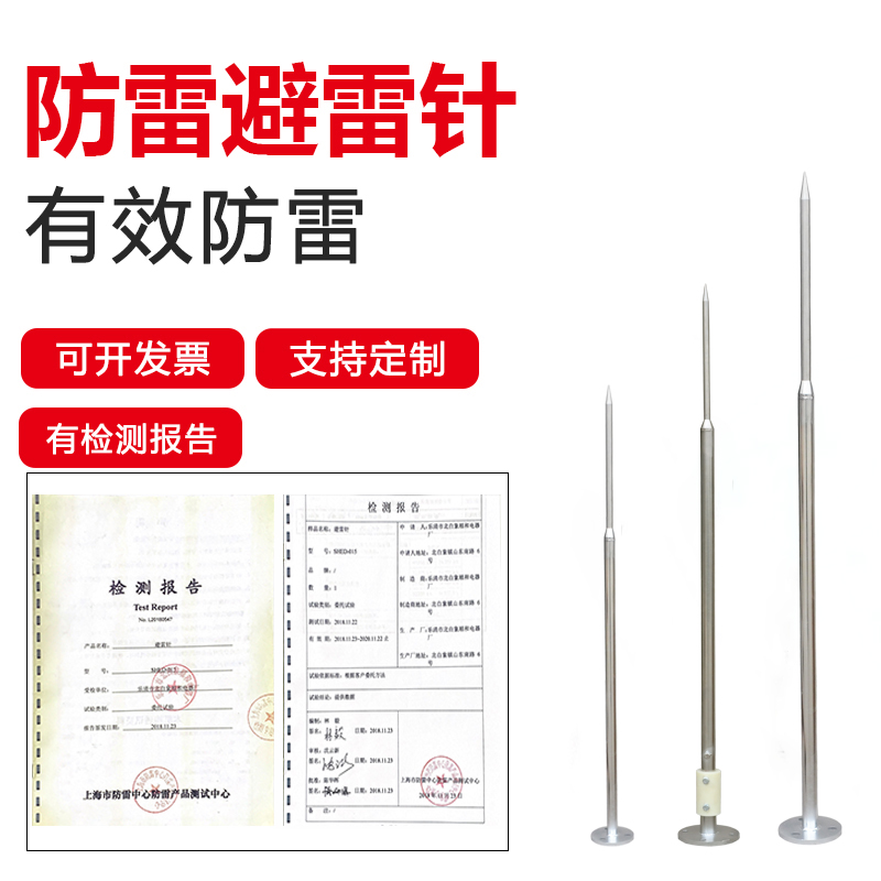 不锈钢避雷针防雷安防工业家用别墅屋顶单针高端绝缘接闪器接地端