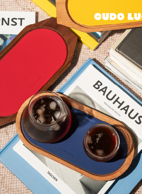 GUDO LUCK中古包豪斯实木托盘防水咖啡托盘樱桃木黑胡桃收纳盘盘