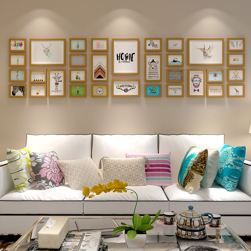 实木画框创意照片墙欧式卧室装饰现代挂墙客厅个性背景板