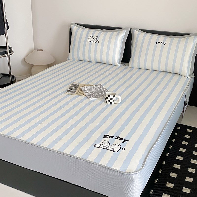 类in儿童卡通毛巾绣夏季冰丝凉席三件床笠款机洗水洗空调席