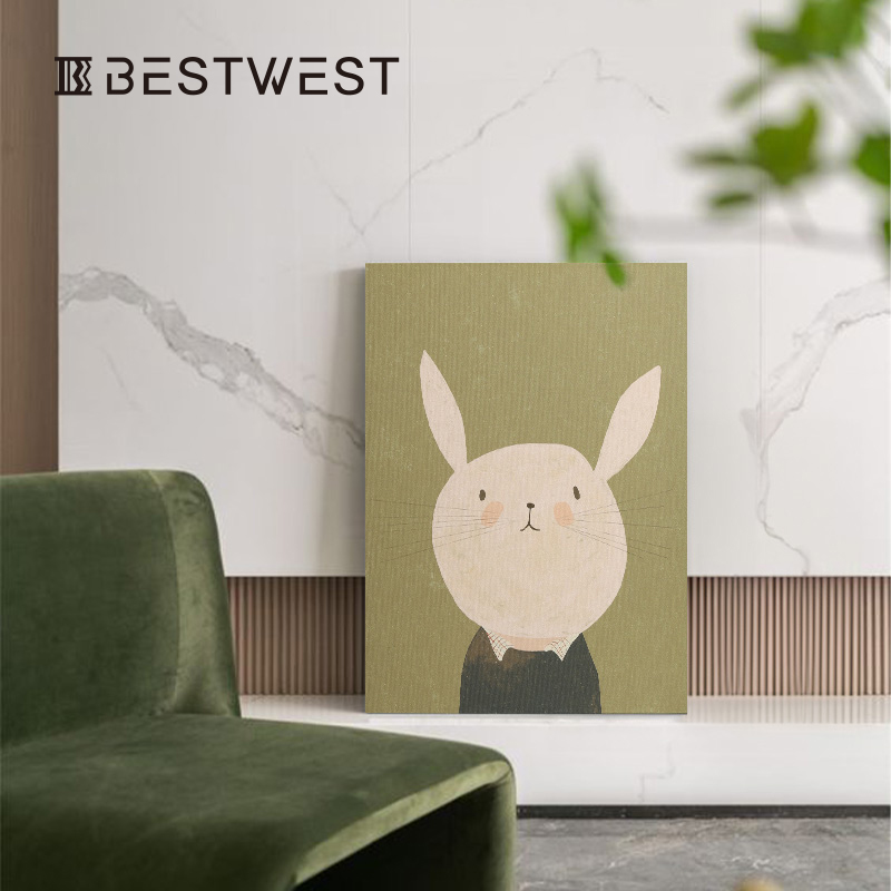 创意兔子装饰画入户玄关客厅电视柜背景墙床头儿童房装饰版画小众图片