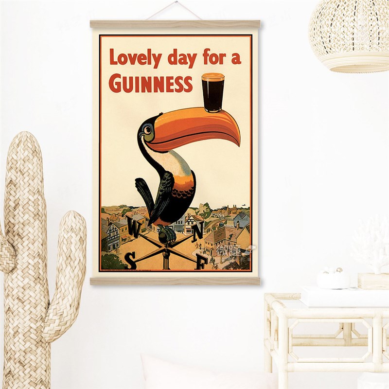 吉尼斯黑啤酒装饰画复古beer油画布啤酒广告海报餐厅家庭酒吧挂画