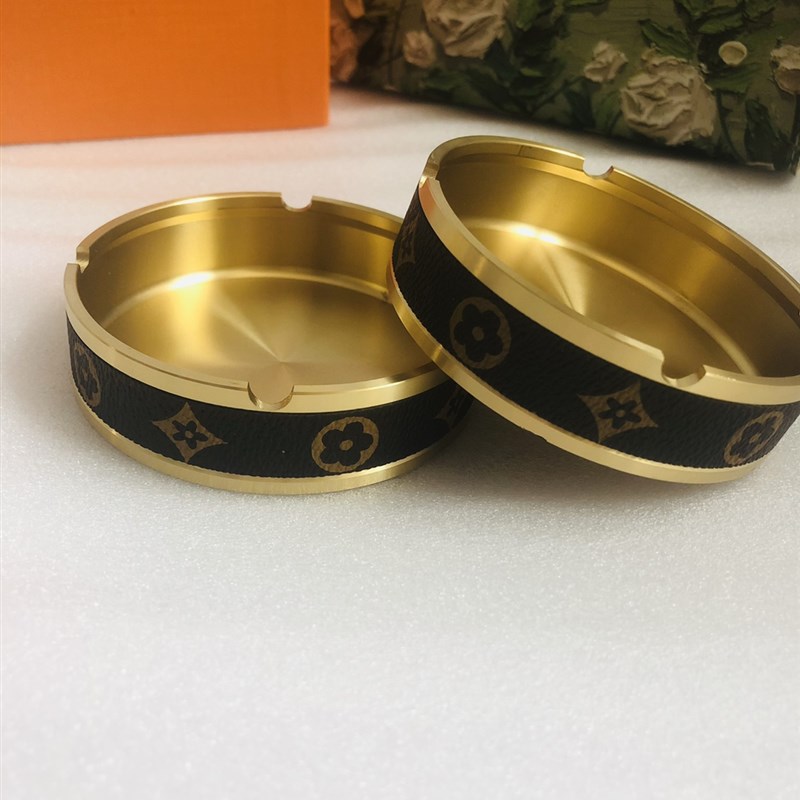 纯铜烟灰缸 中古老花贴皮复古高档个性创意家用客厅卧室会所时尚