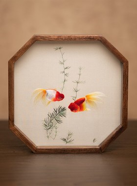 苏绣摆件中式简约装饰摆台国风刺绣双面绣工艺桌面小屏风文创礼品