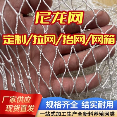 定制尼龙网拉网拖网抬网渔网箱清塘网鱼网养鱼网箱捕鱼网养殖网片