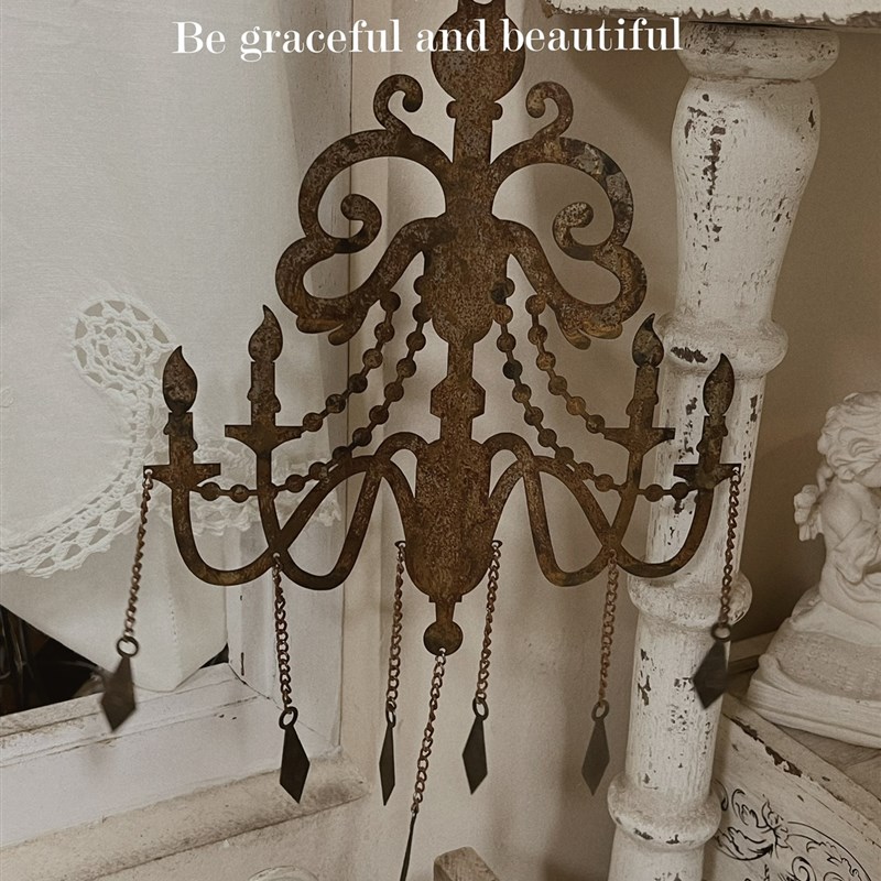 法式复古铁锈做旧吊灯o挂链装饰挂牌吊饰壁饰挂件家居庭院花园装