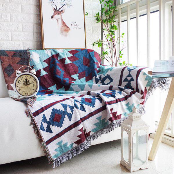 格拉斯沙发毯沙发巾北欧几何针织加厚线毯地垫子双面老虎椅单双人