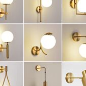 现代简约客厅卧室床头过道走廊楼梯卫生间镜前灯轻奢玻璃黄铜壁灯