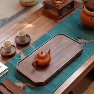 黑胡桃木定制实木托盘新中式瓷器简约果盘茶具茶盘干泡台
