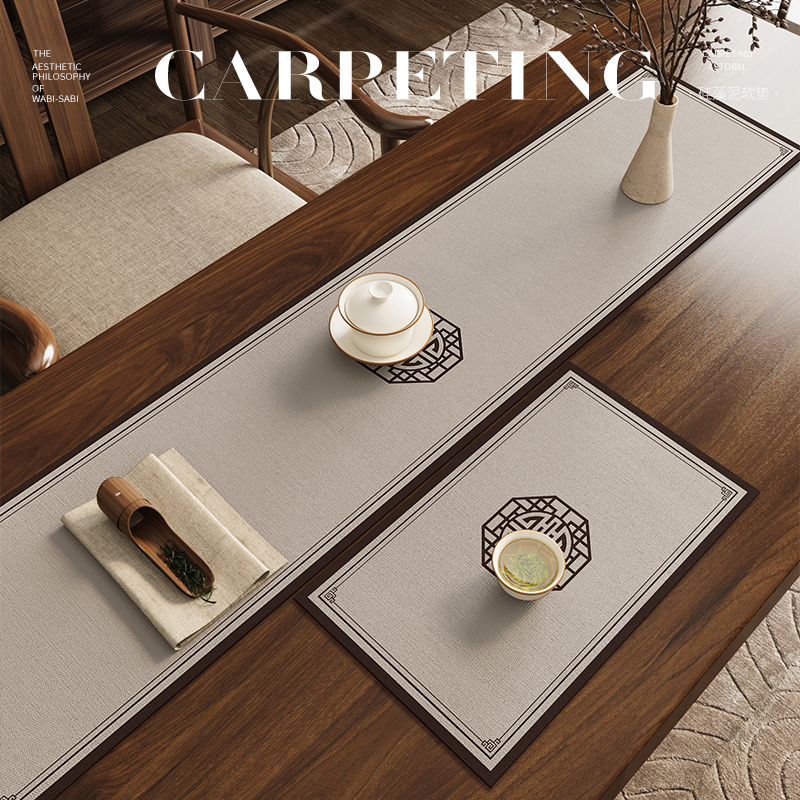 新中式桌旗禅意茶席茶垫茶桌垫布吸水茶台防水茶几垫W桌布中间长