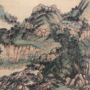 王时敏云峰树色图书画山水国画真迹原大微喷仿古装裱挂轴装饰