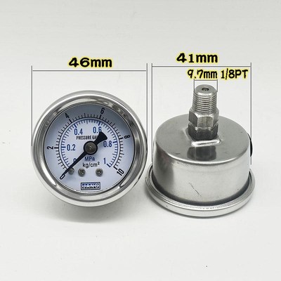 304不锈钢轴向压力表Y-40ZBF水压表10KG1MPA气压表耐震耐高温腐蚀
