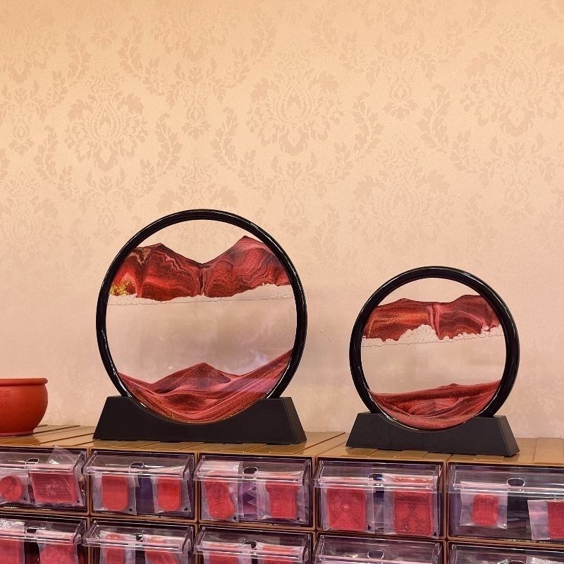 朱砂摆件中式风格创意流沙画电视柜摆放玄关办公室电脑桌摆件国风