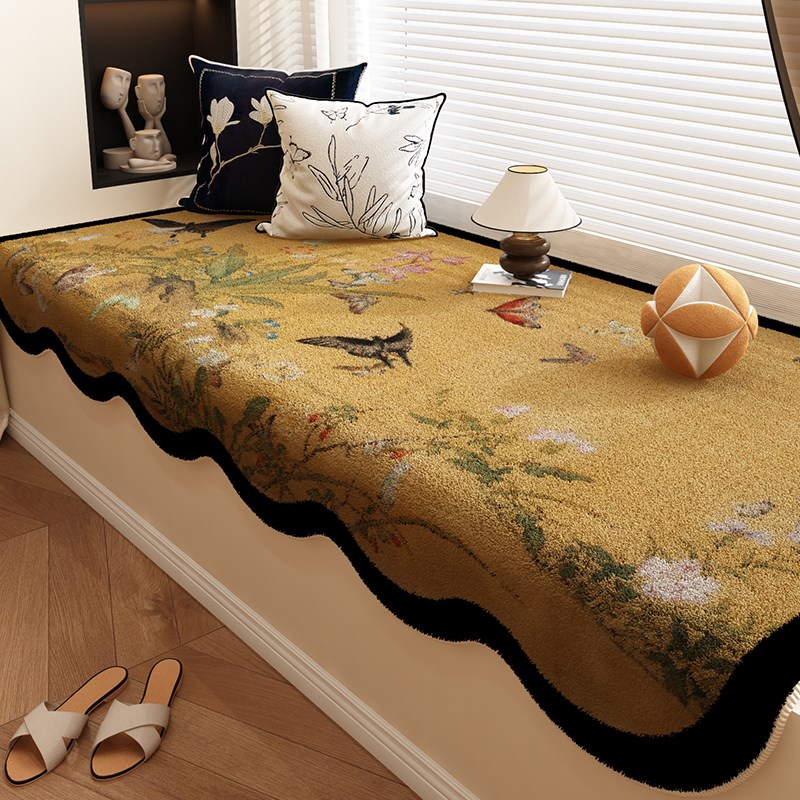 复古飘窗垫中古风阳台窗台垫中式床边毯房间2025新款四季通用卧室