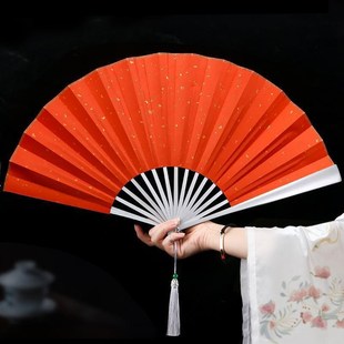 流苏夏天身男女铝合金白色带折扇坊金属骨架铁扇子古风携式