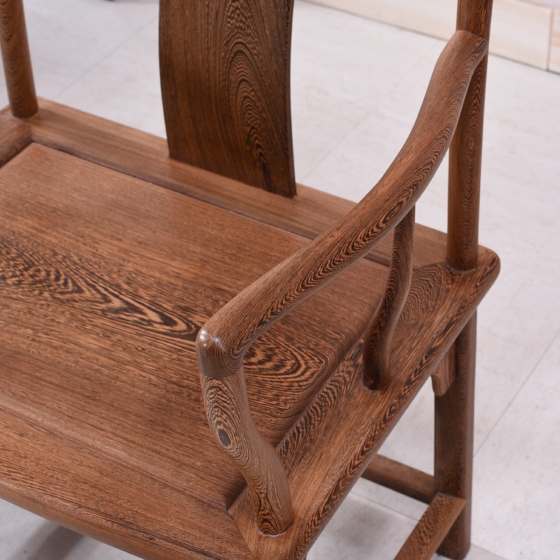 红木家具 鸡翅木太师椅 中式实木圈椅休闲茶椅复古仿古南宫椅