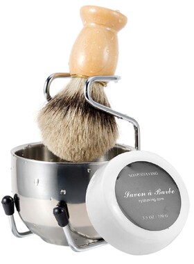 剃须皂装纯獾毛修面刮胡刷修面全工具手动打泡沫碗泡剃须刷