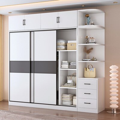 卧室实木生态板推拉门衣橱新款儿童组装定制柜子