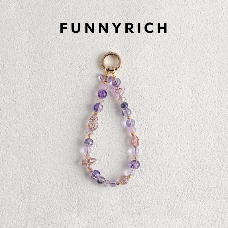 FUNNYRICH幸福紫水晶手机链手机壳挂绳新款挂饰女手机链条高级感