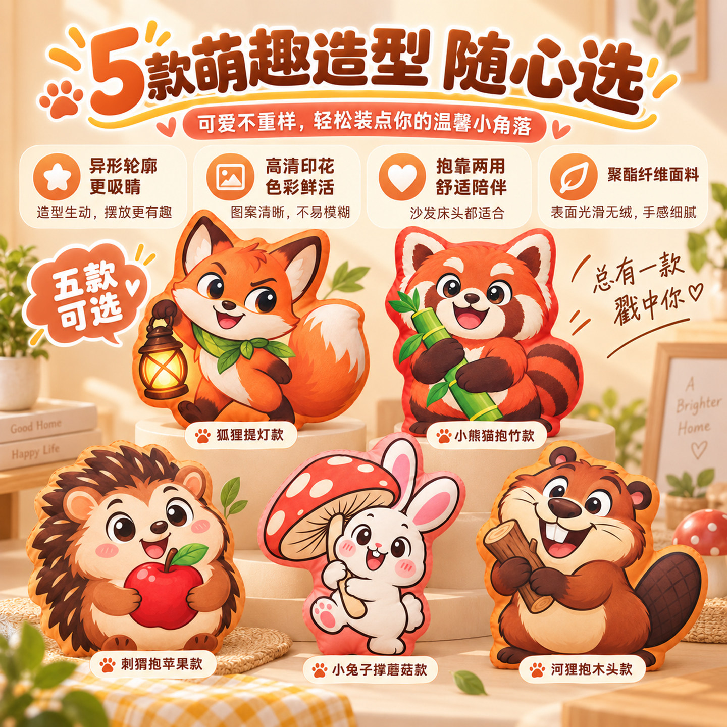 熊出没卡通可爱小动物系列抱枕靠枕异形印花抱枕宿舍沙发靠枕靠垫