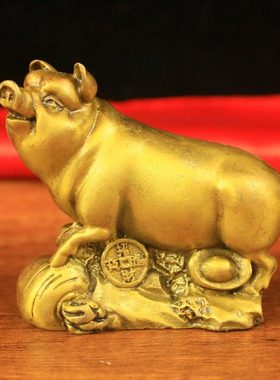 纯铜猪摆件小猪金猪生肖猪家居客厅饰品工艺品办公室桌面摆放