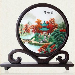 湘绣 爱晚亭 橘子洲头 恰同学少年 牡丹双面绣摆件装饰画手工刺绣