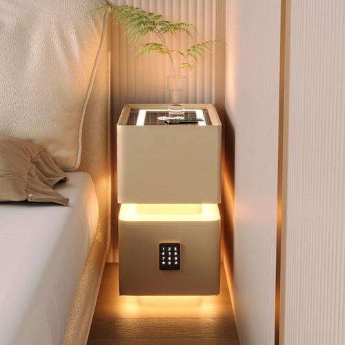 极窄智能床头柜2025新款高级感实木卧室简约现代带锁小型迷你柜子