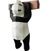 玻璃钢卡通雕塑定制大型几何熊猫滚E滚动物网红打卡售楼部户外摆