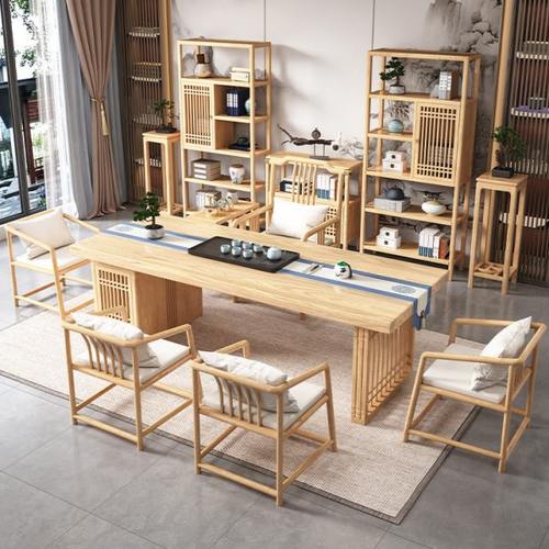 新中式茶桌椅组合实木茶台现代简约办公家用禅意原木茶台盛世光年