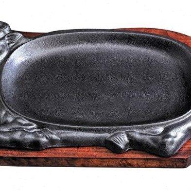 加厚铸铁牛头形牛排铁板烧烤盘牛肉铁板烧家用西餐厅烤肉锅