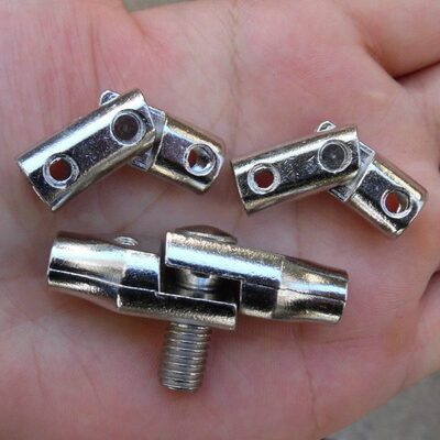 抄网圈接头螺丝8毫米铝合金弯角可折叠网圈配件铸铝接头不锈钢