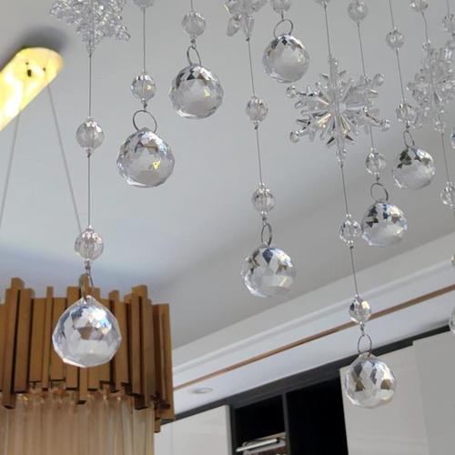 新款雪花珠帘水晶客厅隔断帘卧室门帘网红结婚珠帘免打孔装饰挂帘