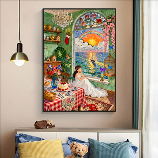 时光满钻点图风景手工装 钻石画满钻甜甜 新款 饰画方钻 花田错