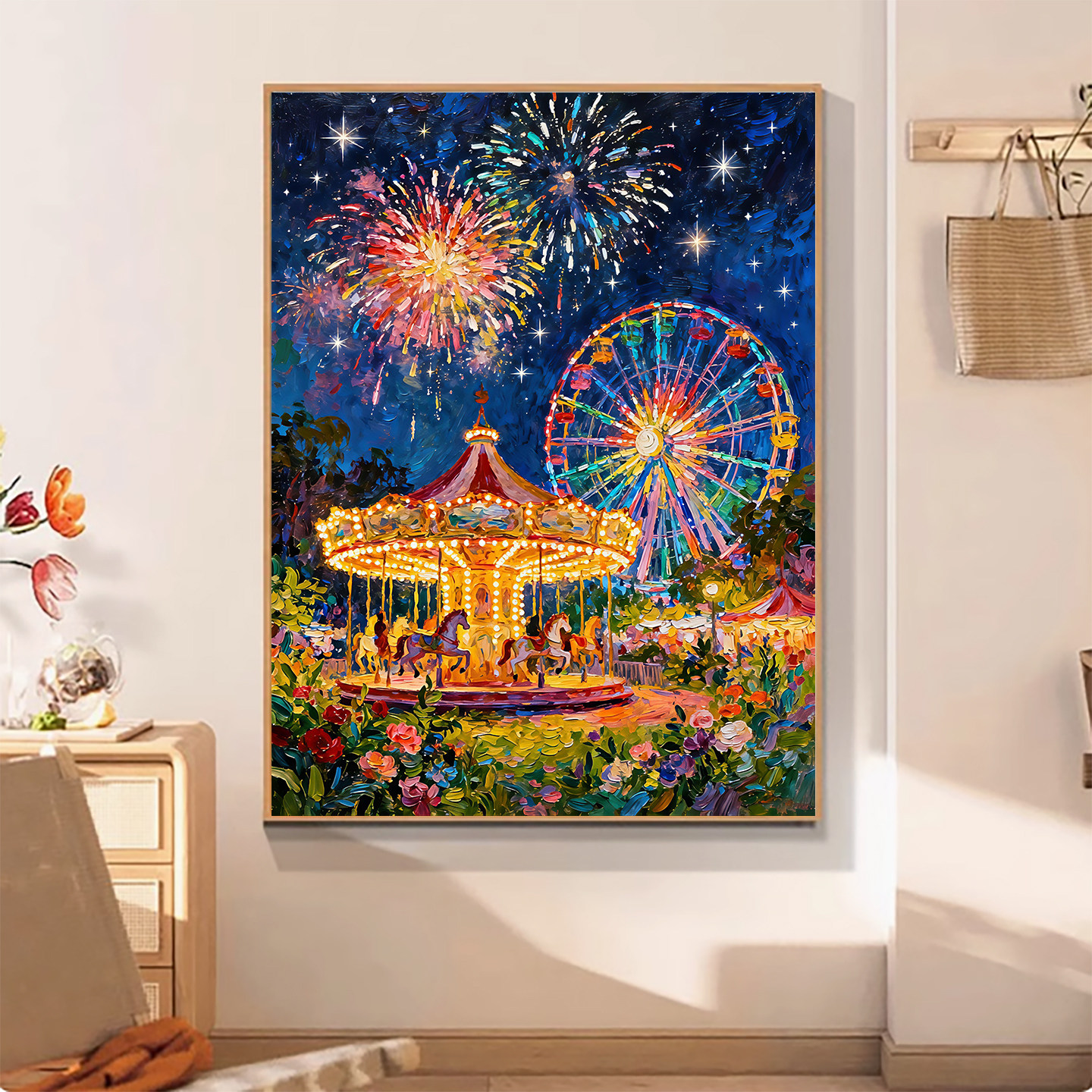 【花田错】新款钻石画满钻星夜游乐园客厅卧室手工贴钻点图装饰画