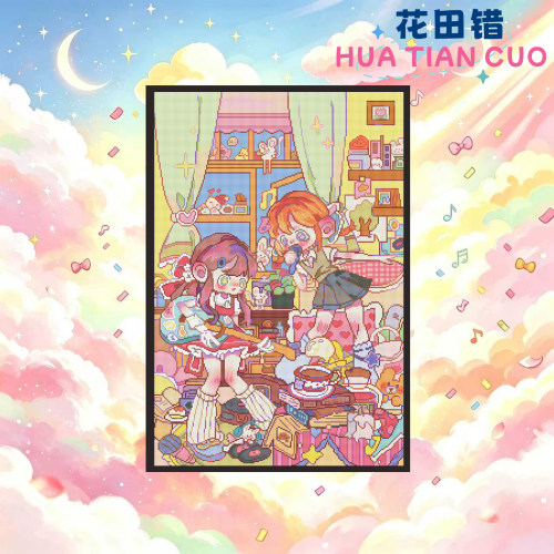 【花田错】高颜值创意钻石画满钻音乐女孩客厅卧室手工装饰画点图