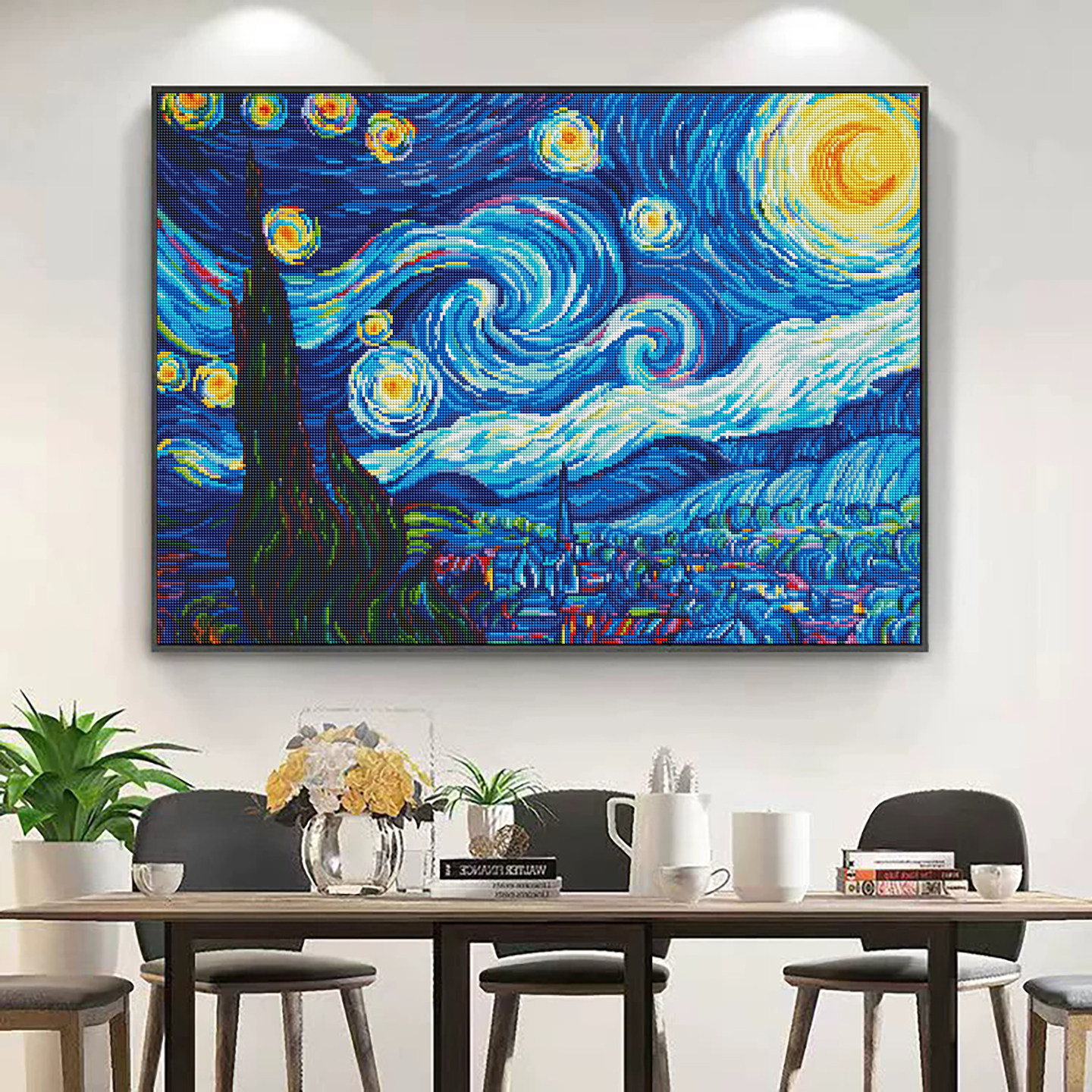 【花田错】梵高的星空钻石画满钻客厅卧室背景墙创意手工装饰画